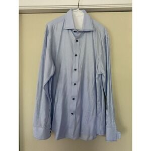 Zagiri Men's Luxury Blue Paisley Jacquard Shirt Pick Stitch 100% Cotton Size L